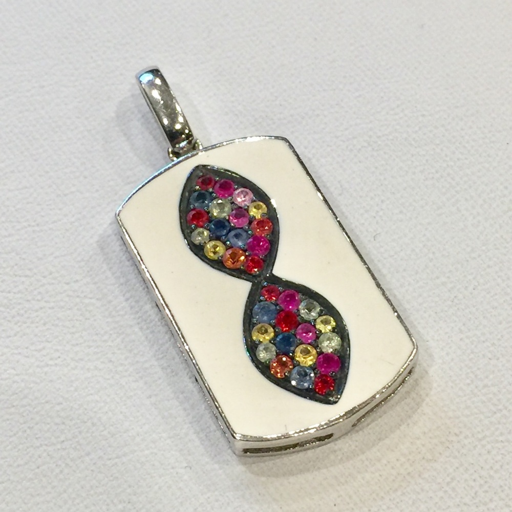 EFFY Sterling Silver Enamel Sapphire Pendant